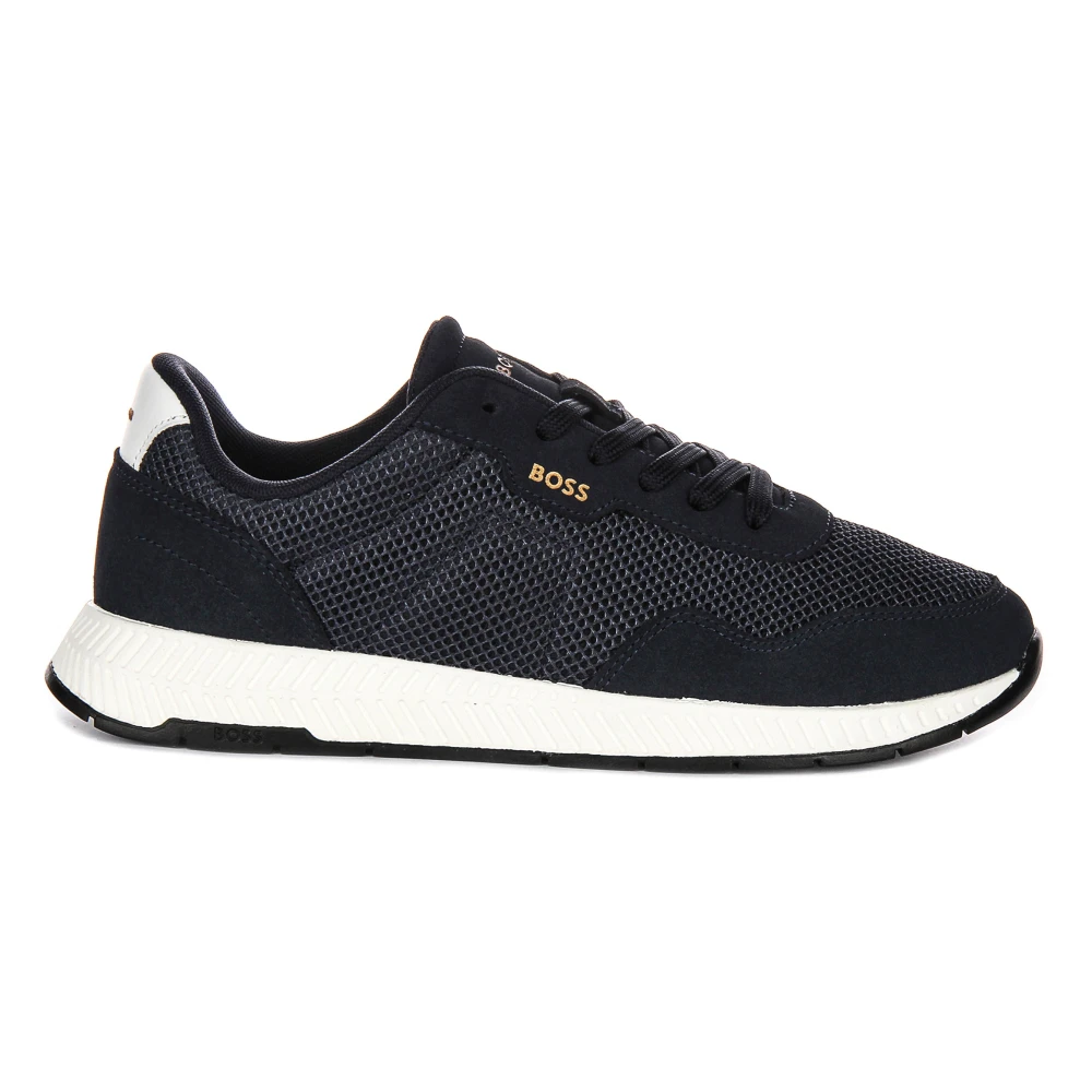 Hugo Men's Blue Sneakers, 9 Uk, Dark Mesh Trainers For