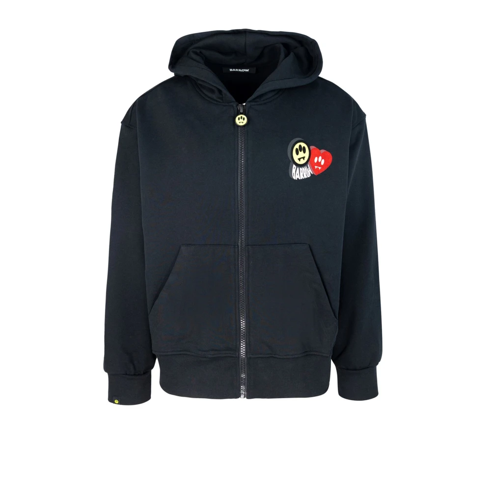Barrow Zwarte hoodie met print voor en achter Black Heren