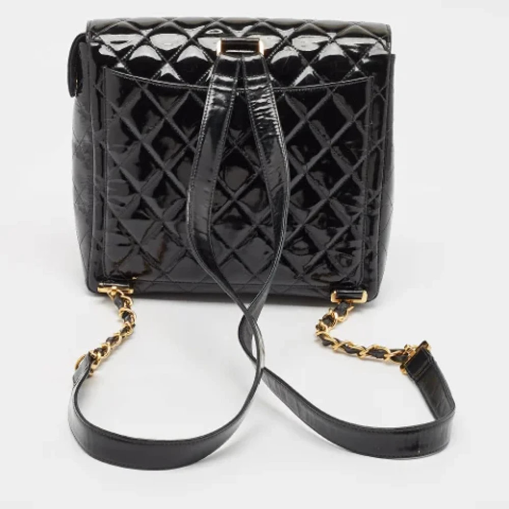 Chanel Vintage Pre-owned Leather backpacks Black Dames