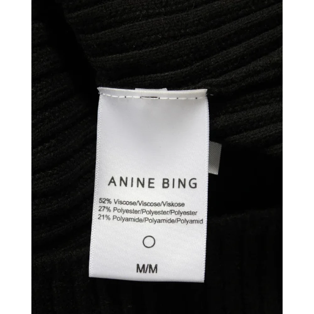 Anine Bing Zwarte Ribgebreide Mini Jurk Black Dames