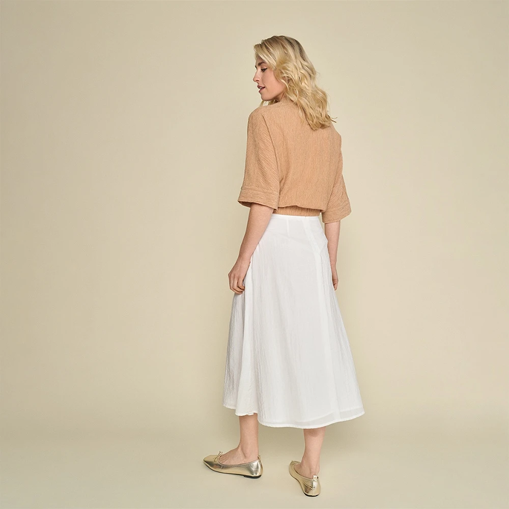 Marie Méro Elegante Crepe Blouse Jas Brown Dames