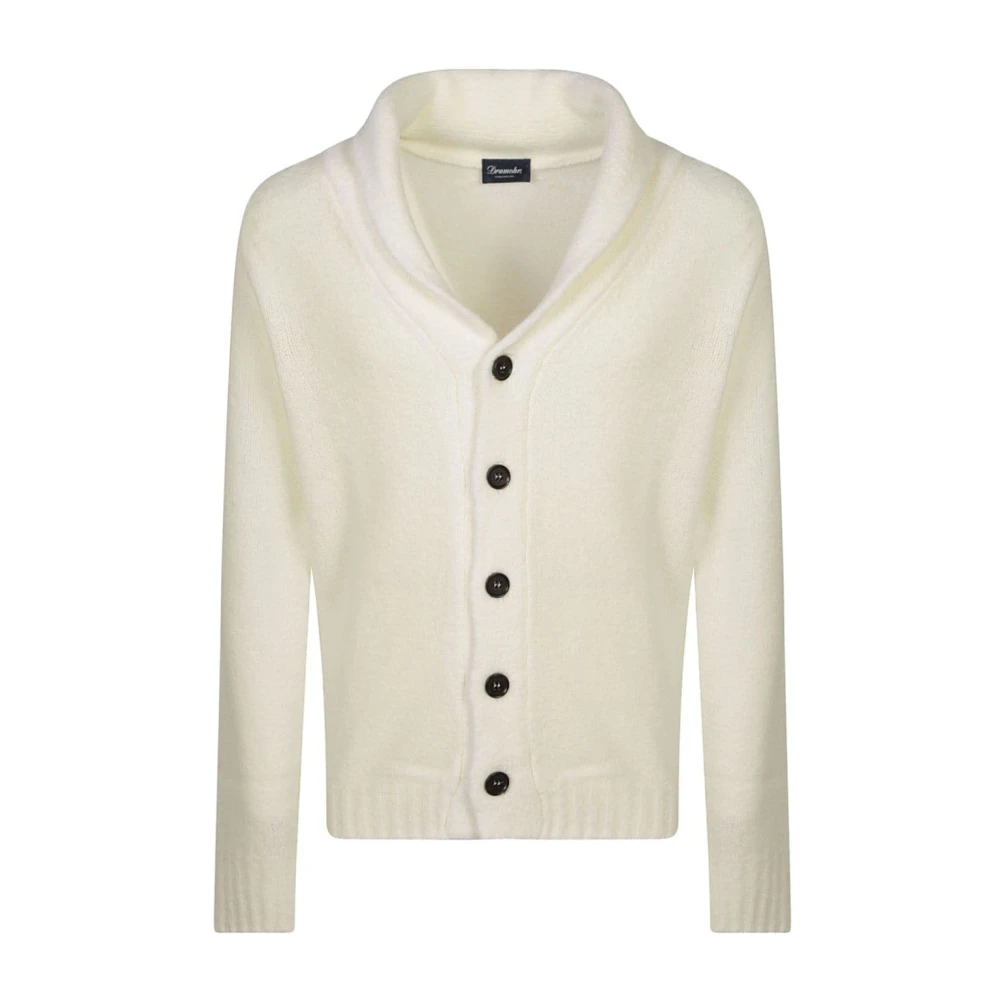 Drumohr Witte Cardigan Sweater met Knopen White Heren
