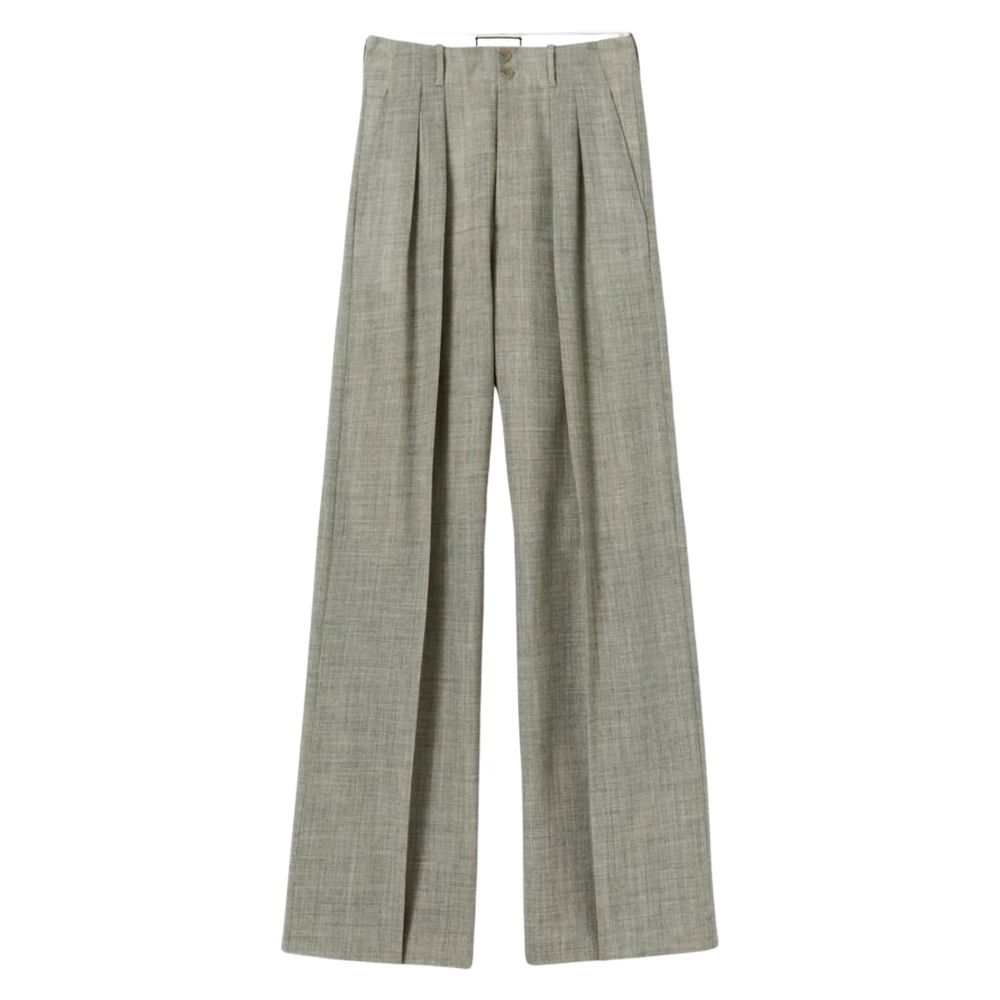 Plan C Melange Wide Leg Pants Gray Dames