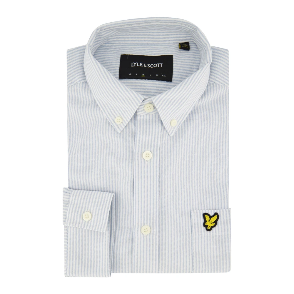 Lyle & Scott Casual Lichtblauw Gestreept Overhemd Blue Heren