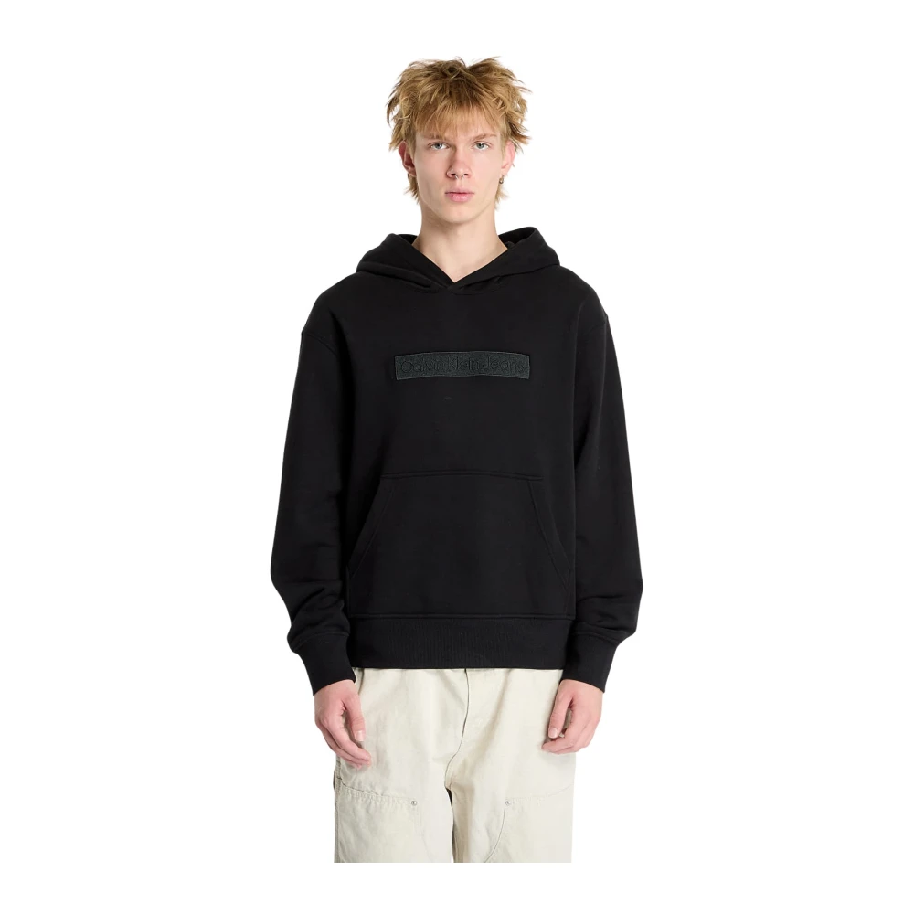 Calvin Klein Jeans Hoodie met borduursel voor mannen Black Heren