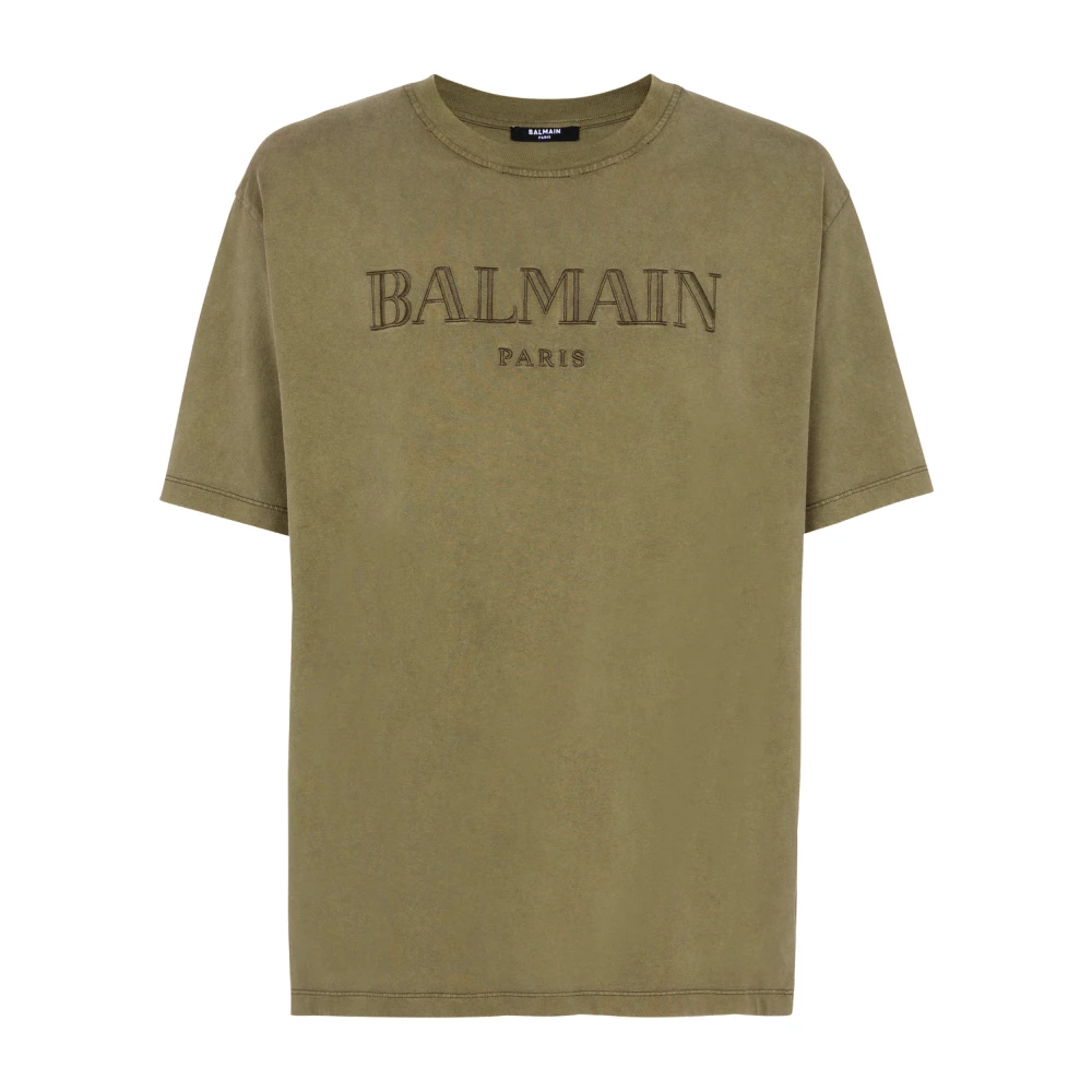 Balmain Vintage geborduurd T-shirt Green Heren