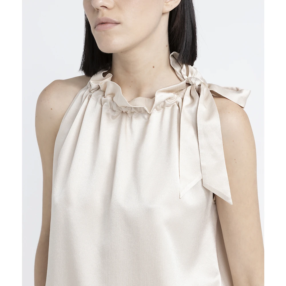 PESERICO Top met gerimpelde kraag Beige Dames