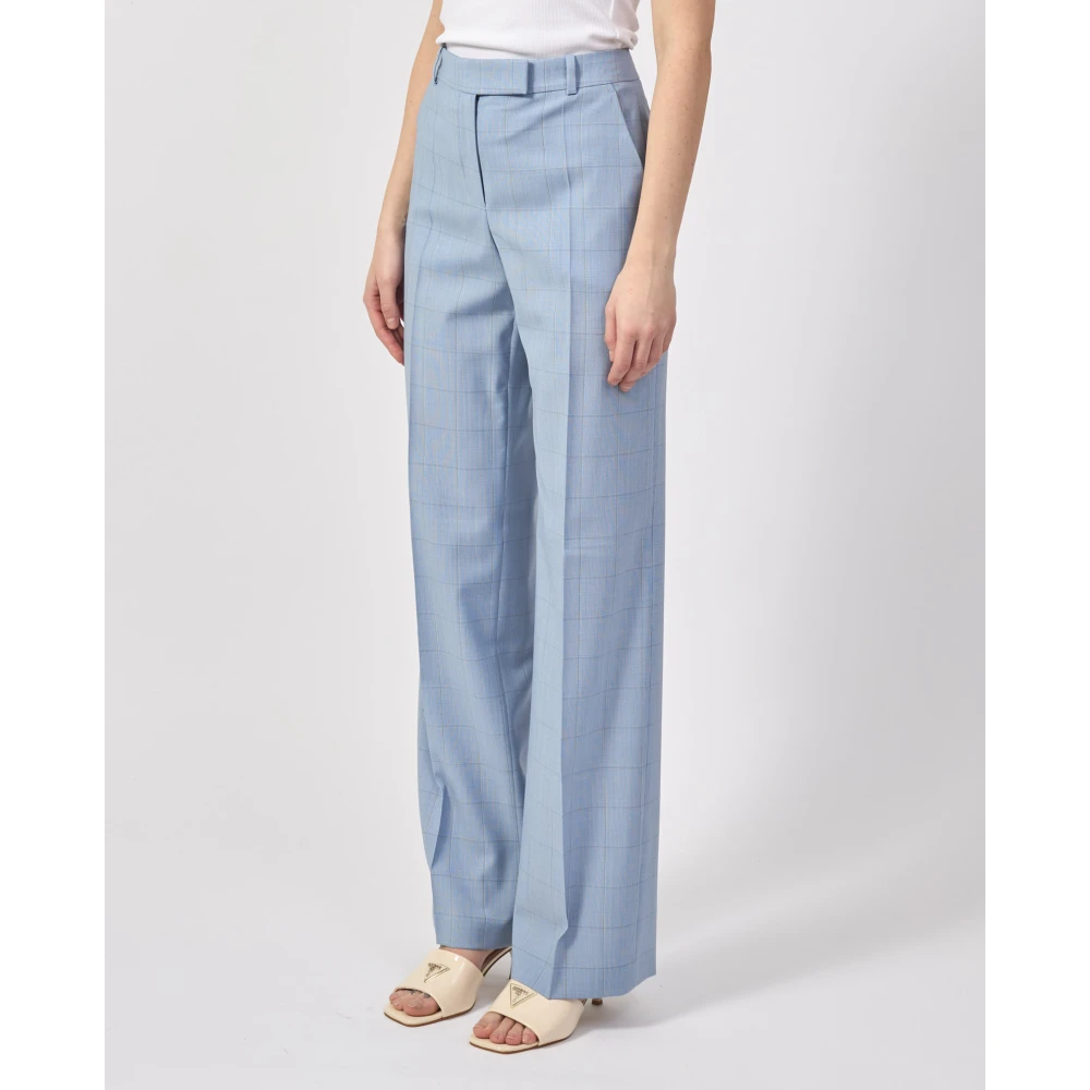 Hugo Boss Hoge taille formele broek in blauw ruit Blue Dames