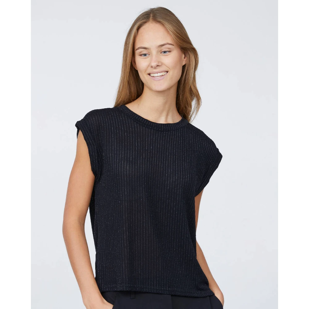 Sisters Point Lange Mouw Top in Stijl Low-381 Black Dames
