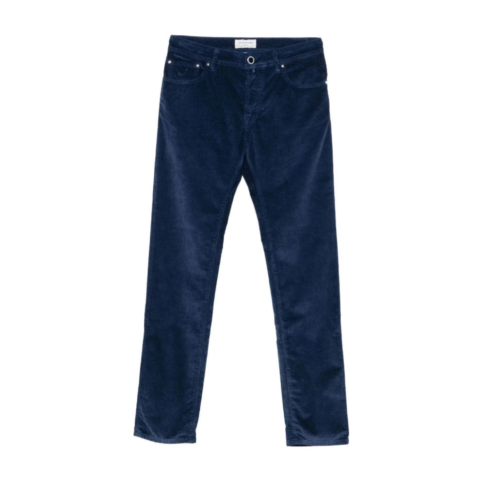 Jacob Cohën Blå Corduroy Five-Pocket Jeans