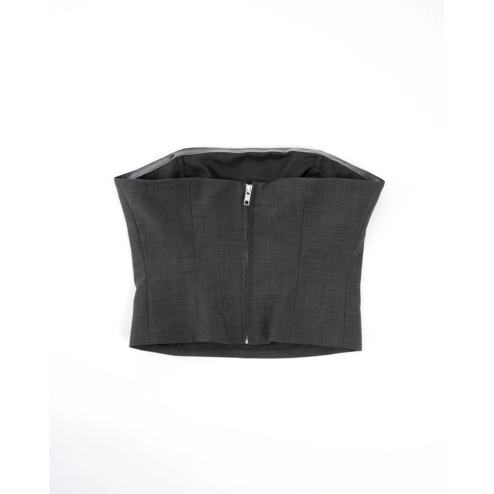Birgitte Herskind Bandeau Corset Top met Verticale Snitlijnen Black Dames