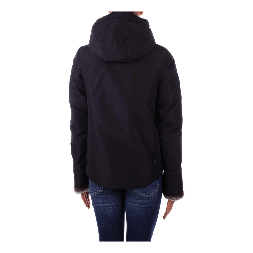 Suns Zwarte Hoodie met Rits en Knopen Black Dames