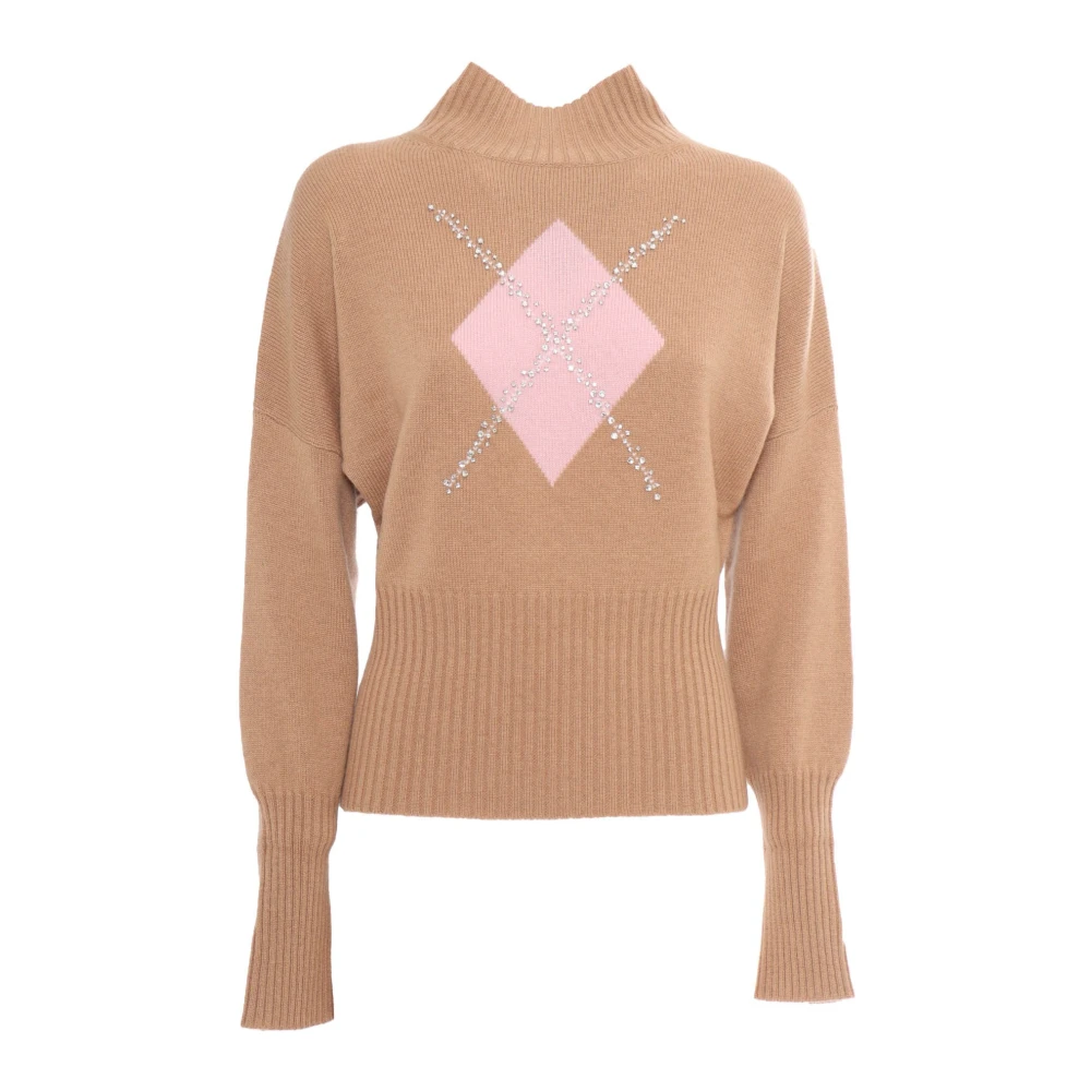 Max Mara Studio Diamantpatroon Kasjmiertrui Brown Dames