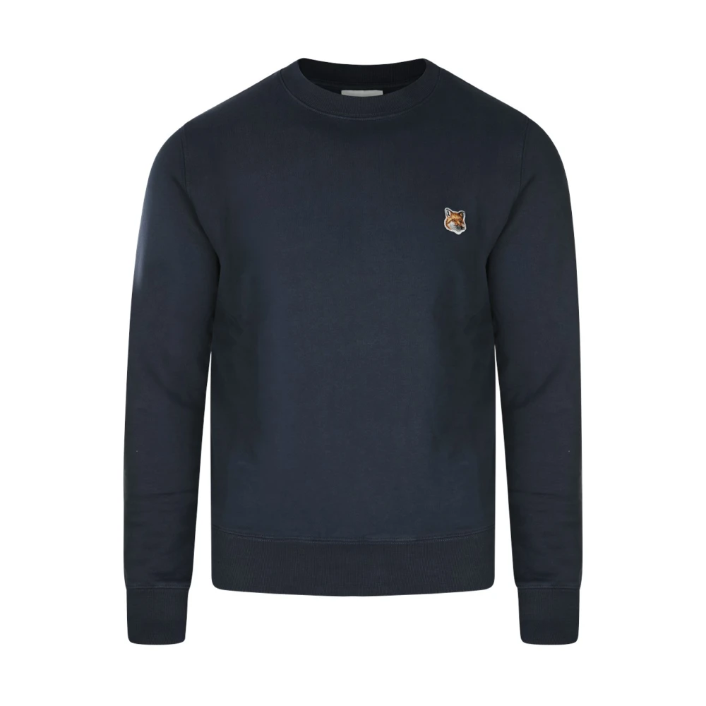 Maison Kitsuné Blauwe Katoenen Sweatshirt met Geborduurd Logo Blue Heren