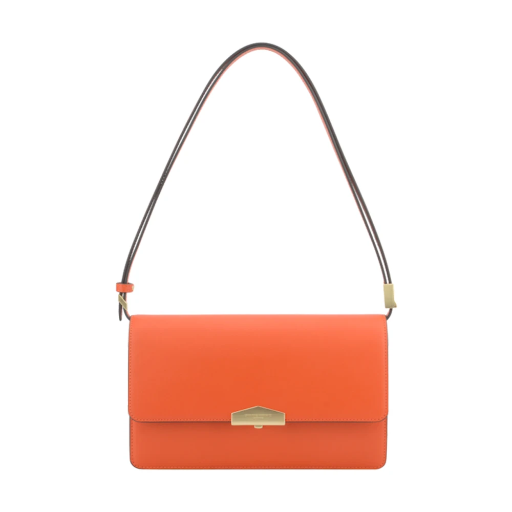 Pourchet Paris Orange Crossbody Väska med Flera Fack Orange, Dam