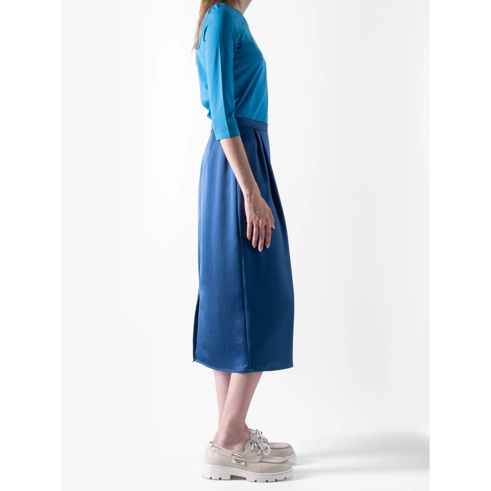 Max Mara Weekend Satijnen rok met achterkant split Blue Dames
