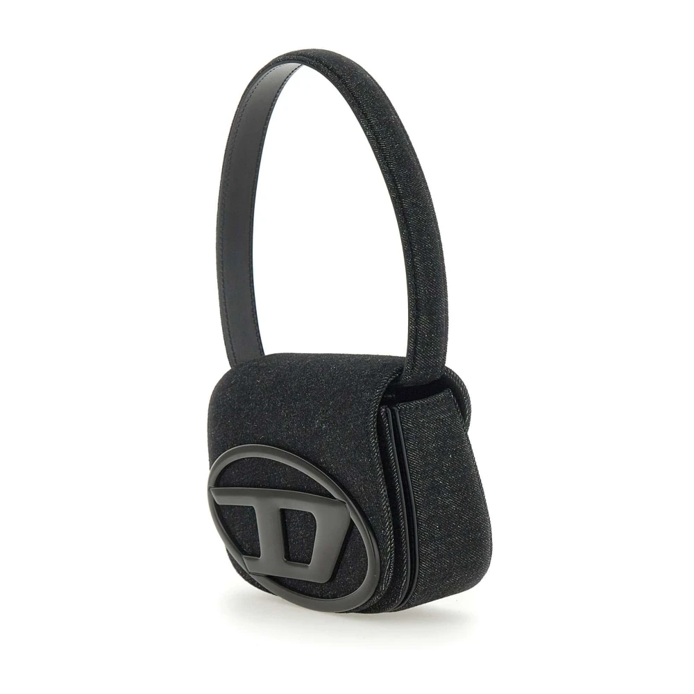 Diesel Zwarte schoudertas met Oval D-plaat Black Dames