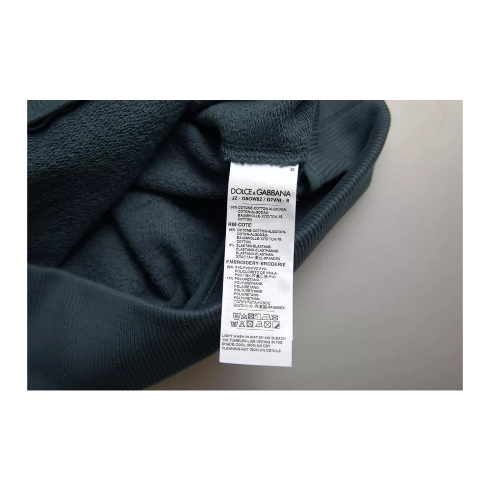 Dolce & Gabbana Blauwe Katoenen Logo Crew Neck Sweater Blue Heren