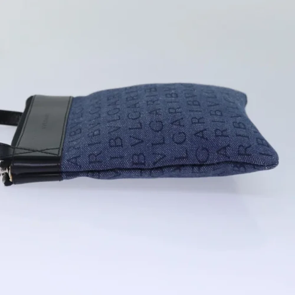 Bvlgari Vintage Pre-owned Canvas shoulder-bags Blue Dames