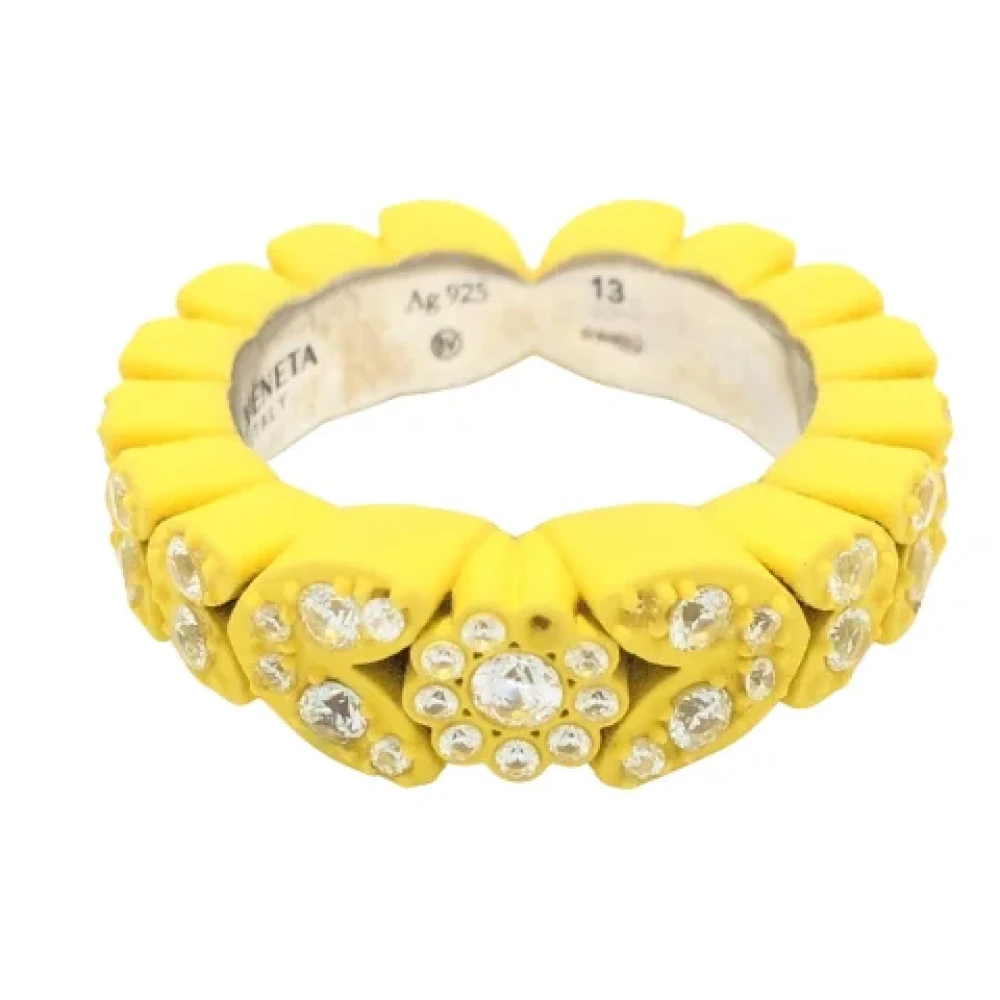 Bottega Veneta Vintage Tweedehands Geel Zilveren Bottega Veneta Ring Yellow Dames