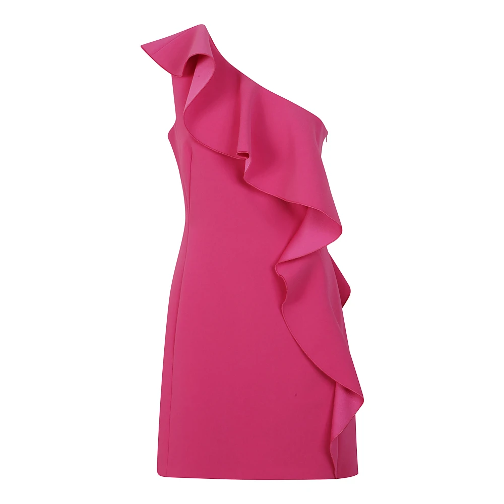 Max Mara Studio Asymmetrisk Fuchsia Klänning med Volang Pink, Dam