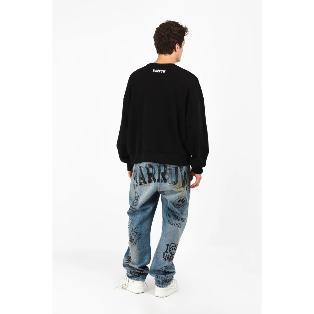 Barrow Sweatshirt met ronde hals en print Black Unisex