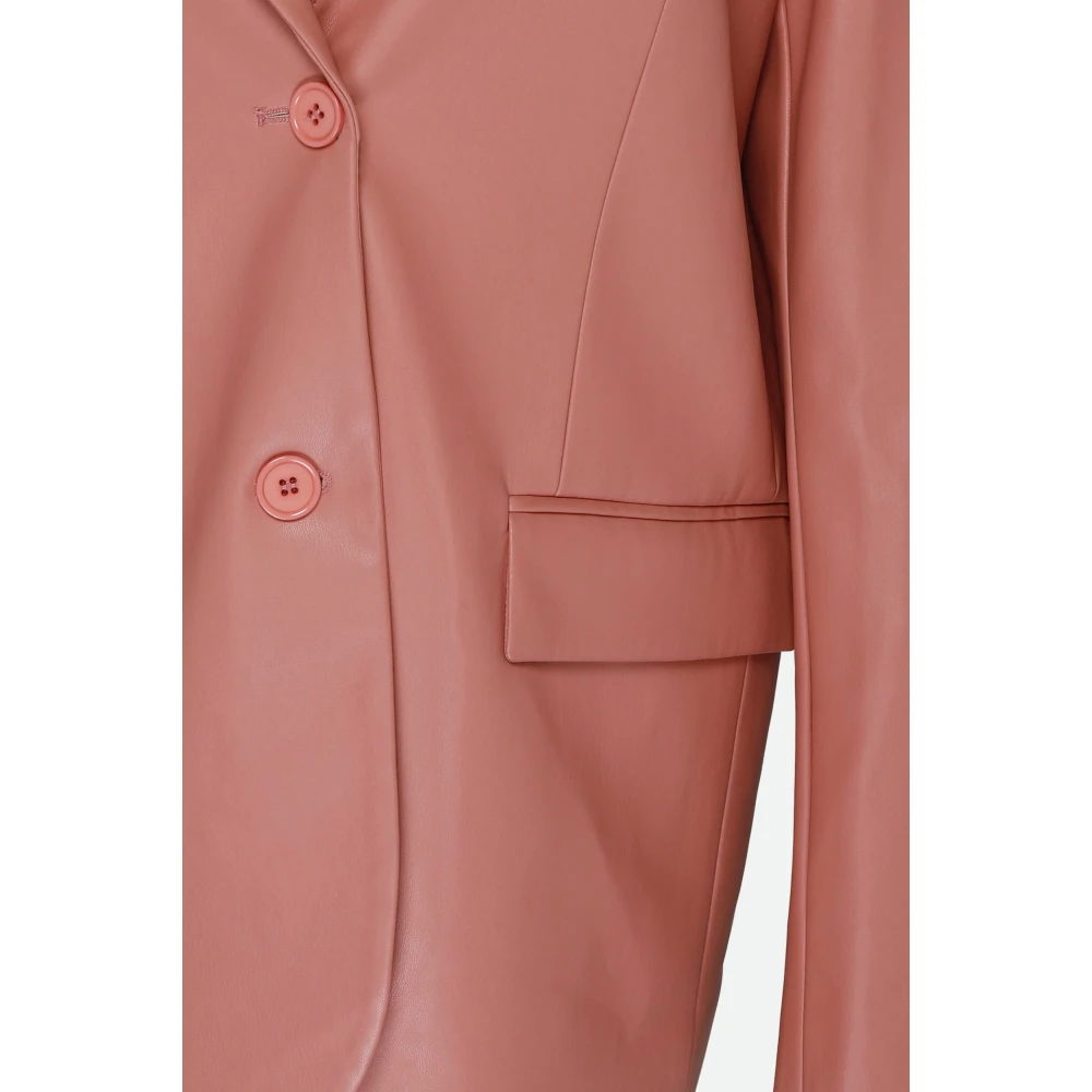 Twinset Roze Leren Effect Blazer Pink Dames