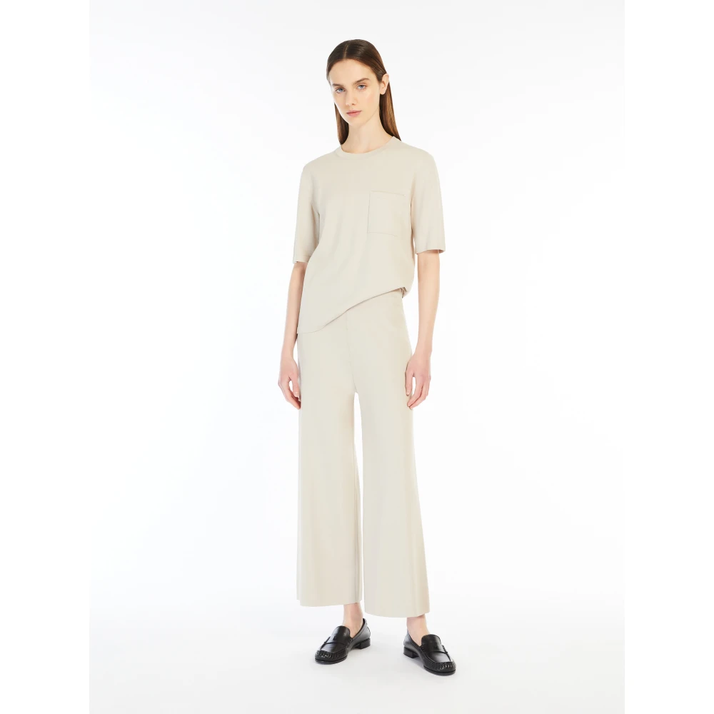 Max Mara Rechte Pasvorm Elastische Taillebroek Beige Dames