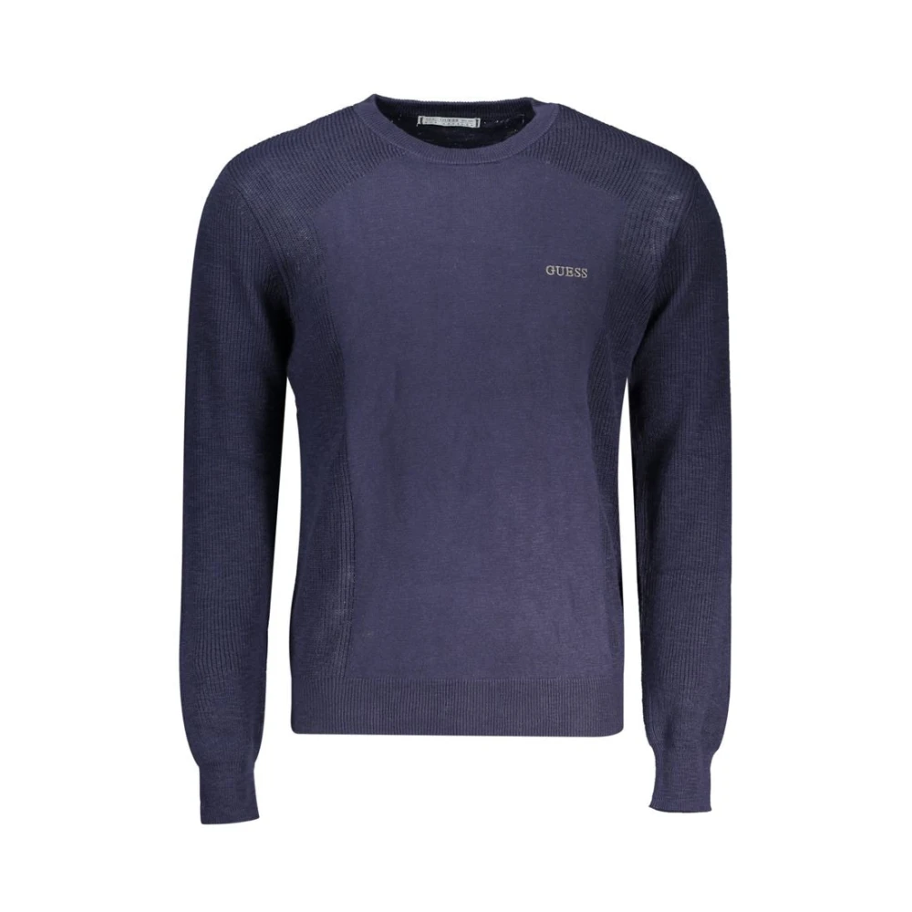 Guess Blauwe Katoenen Trui Geborduurd Logo Blue Heren