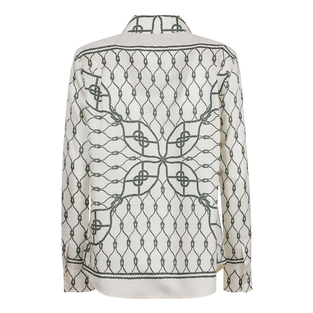 TORY BURCH Gedrukte zijden twill shirt Gray Dames