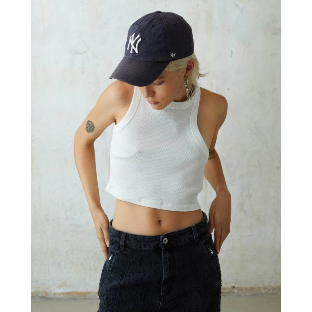 Halfboy Witte Crop Top Tank White Dames