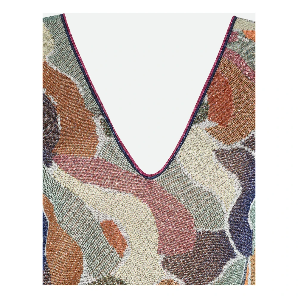 Circus Hotel Kleurrijke Print Midi Jurk met V-hals Multicolor Dames