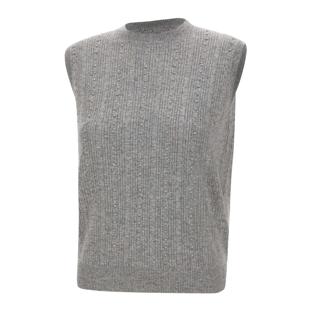 Fabiana Filippi Gestructureerde V-hals Sweater Gray Dames