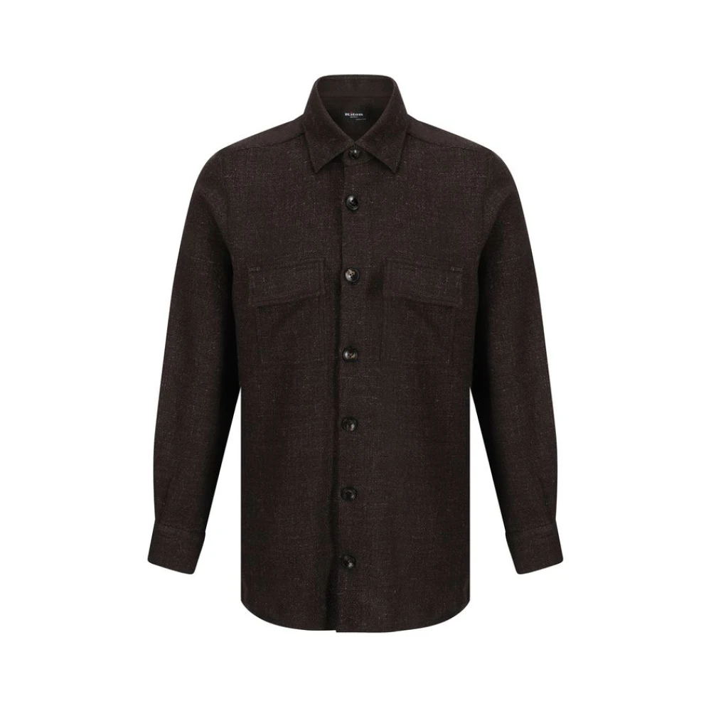 Kiton Klassieke Wollen Overhemd Brown Heren