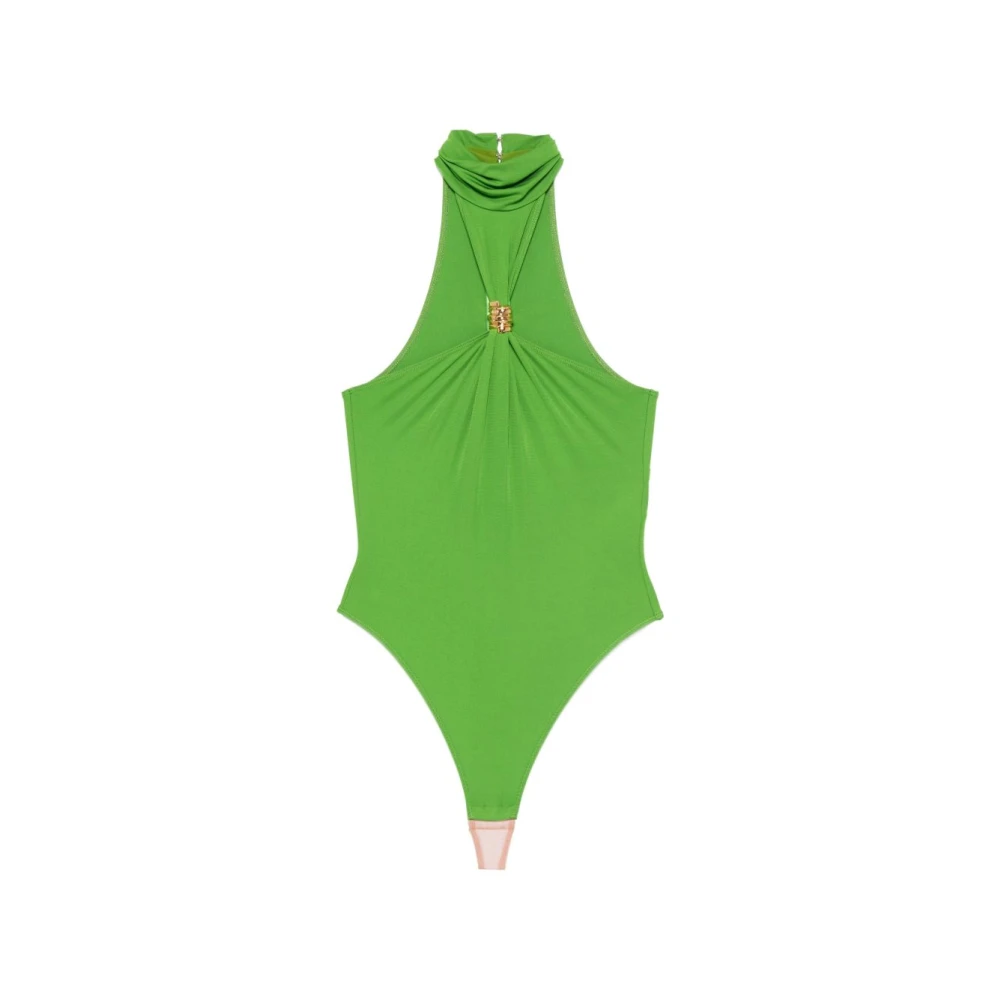 Elisabetta Franchi Women's Green Full-Body, L, High-Neck Bodysuit
