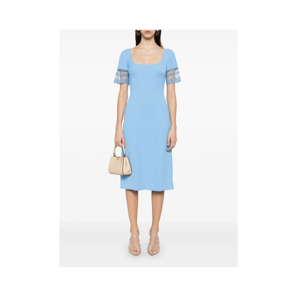 Ermanno Scervino Blauwe Kant Detail Midi Jurk Blue Dames