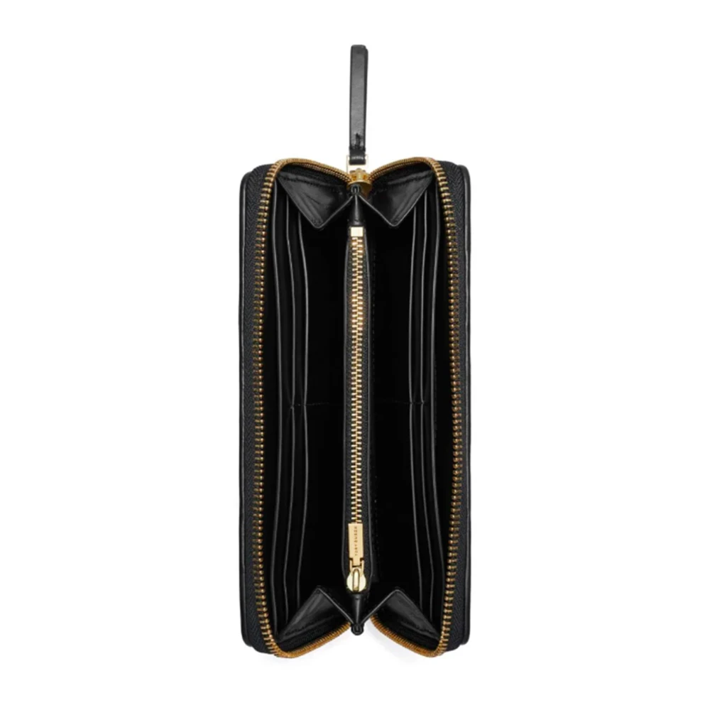 TORY BURCH Zwarte leren portemonnee met ritssluiting Black Dames