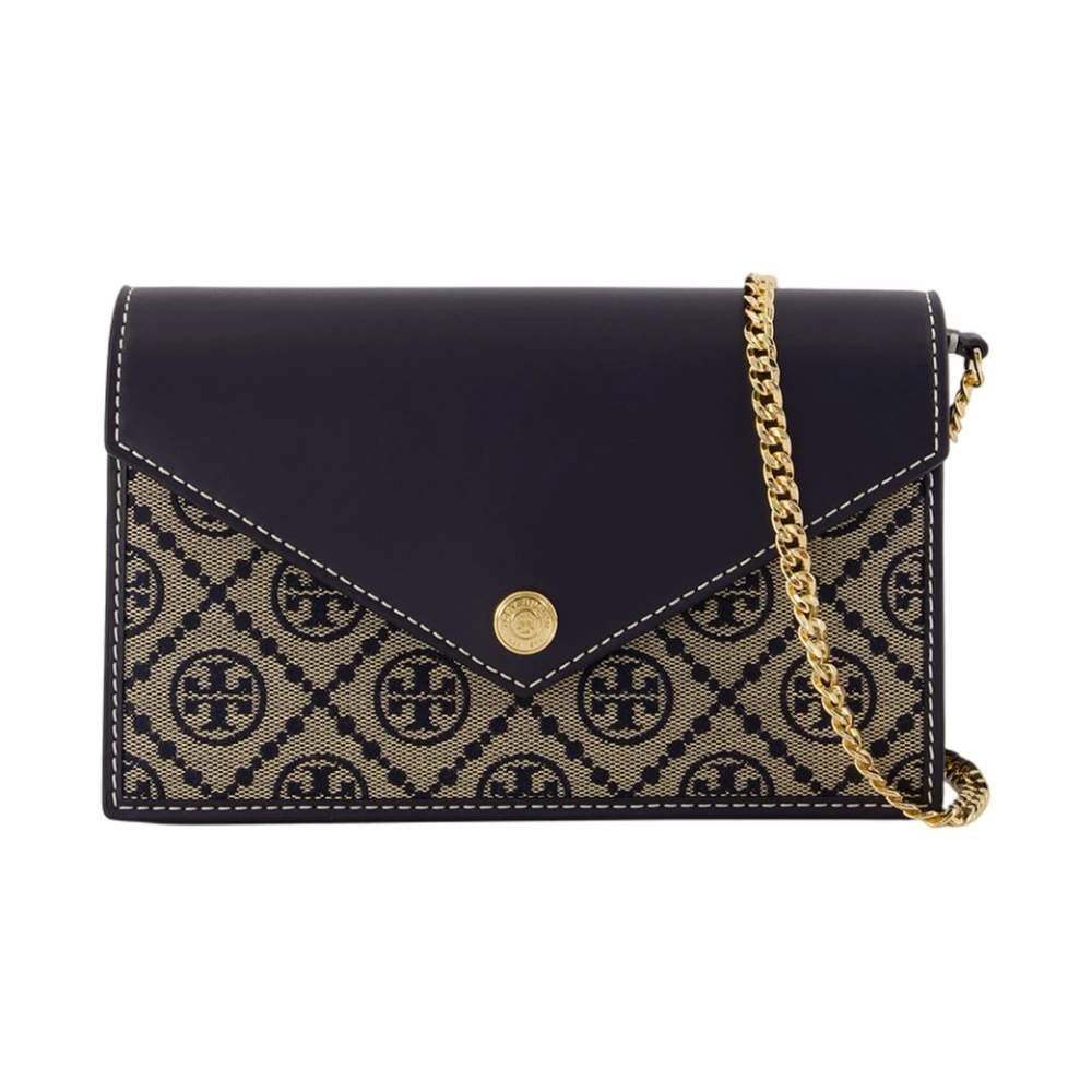 Tory Burch Women's Blue Cotton Envelope Wallet On Chain