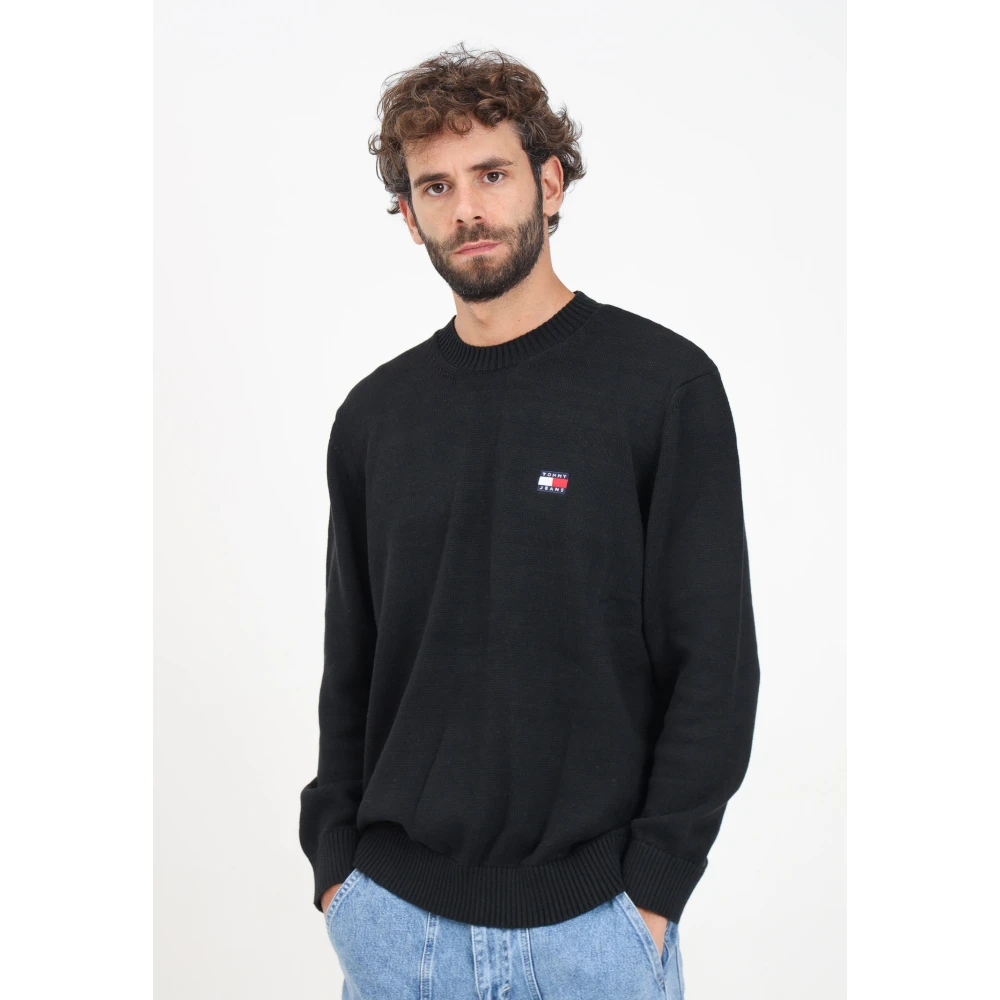 Tommy Jeans Zwarte Crewneck Sweater Casual Herfst Winter Black Heren