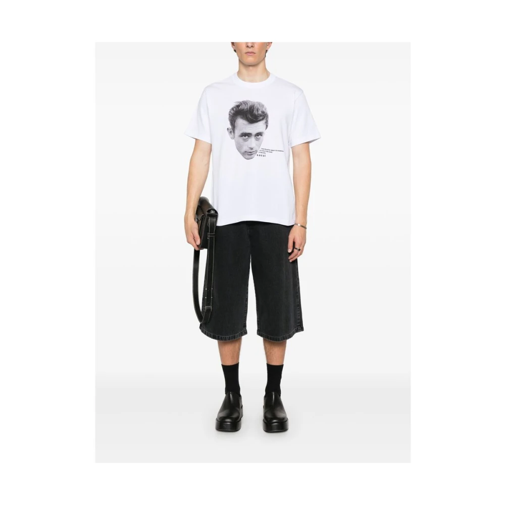 Sacai Witte Crew Neck Korte Mouwen T-shirt White Heren