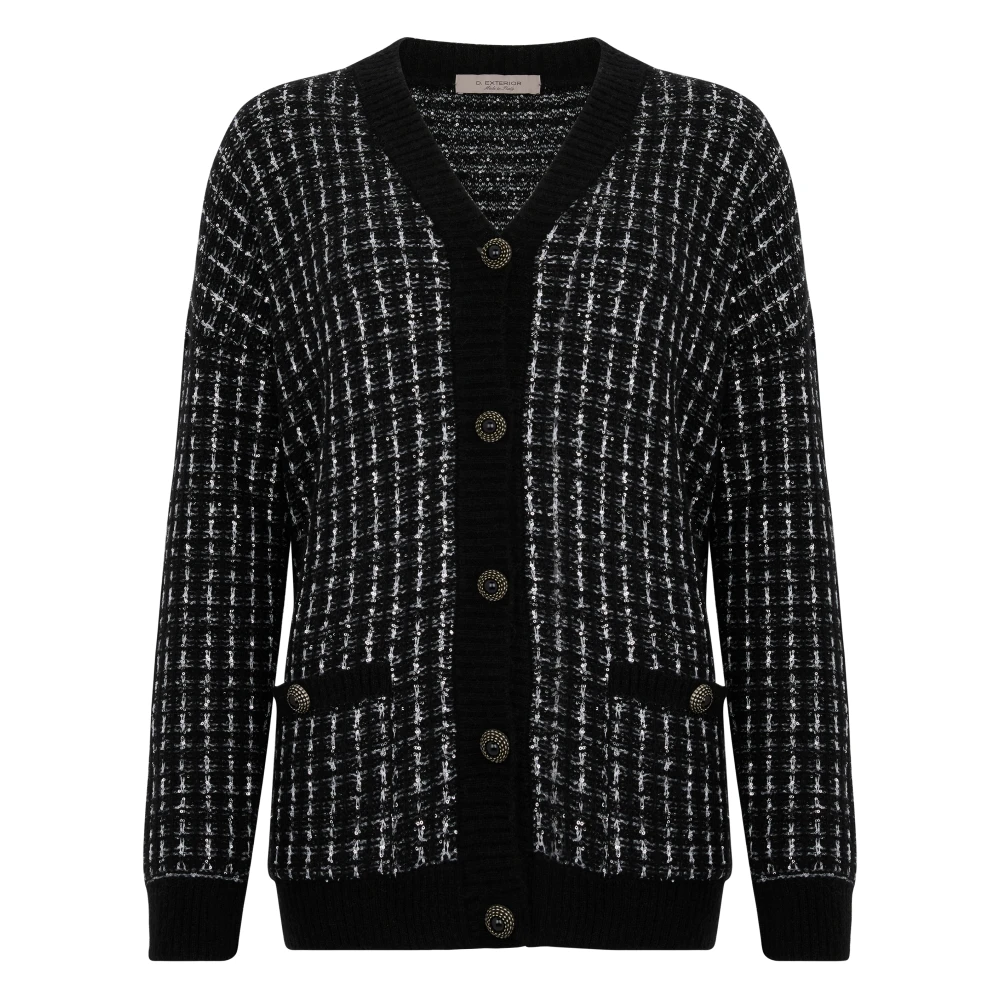 D.Exterior Zwart-witte knoopvest Black Dames