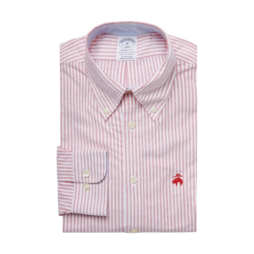 Brooks Brothers Regent regelbundet passande icke-järnsportskjorta, Oxford Stretch, knapp-ner krage Red, Herr