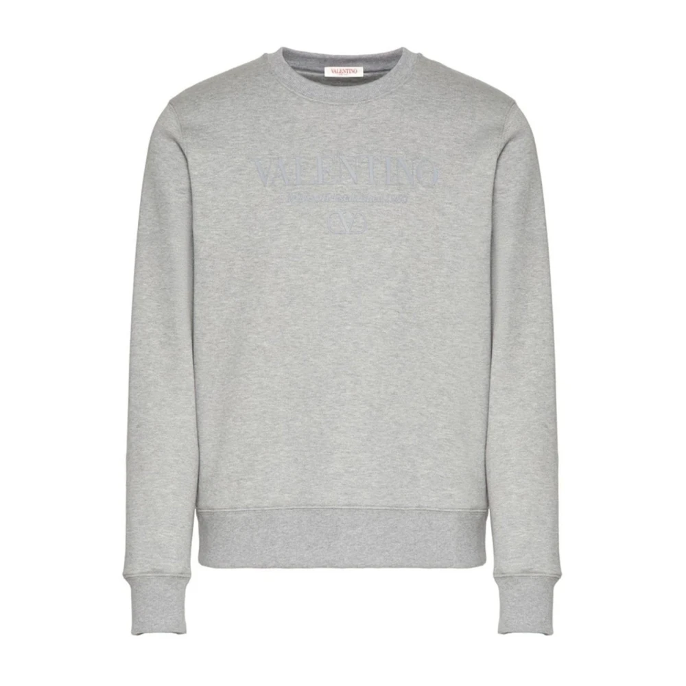 Valentino Men's Gray Sweatshirts, 2XL, Sweatshirt Round Neck Logo Detail