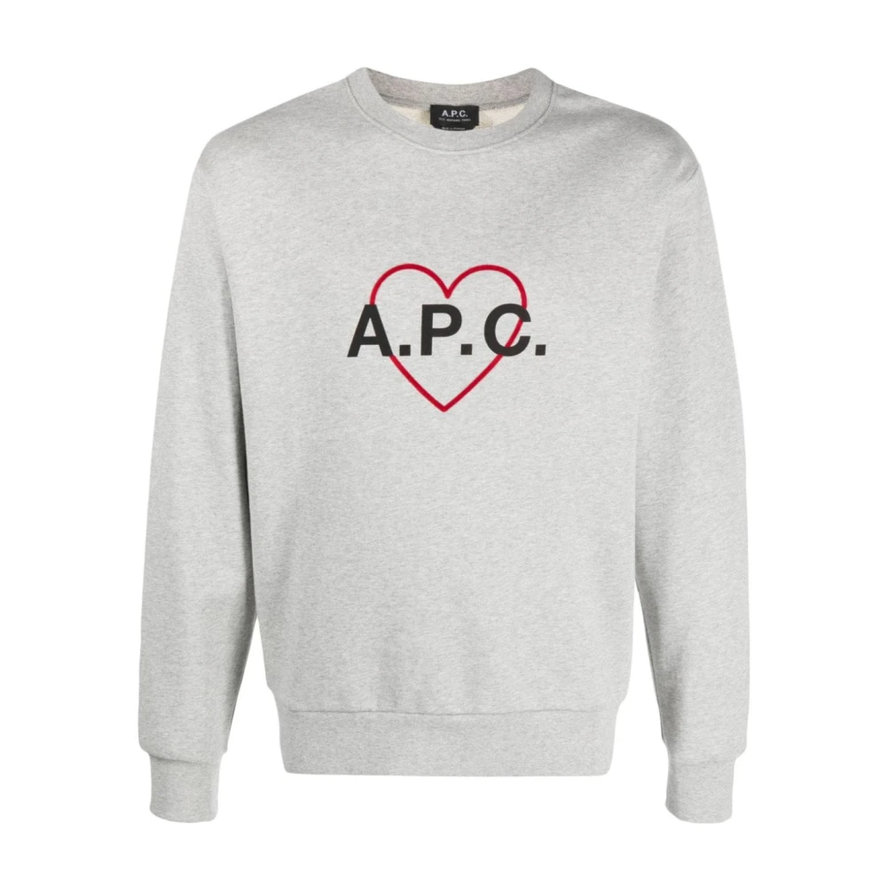 A.p.c. Leon Heart Logo Sweatshirt Gray Dames