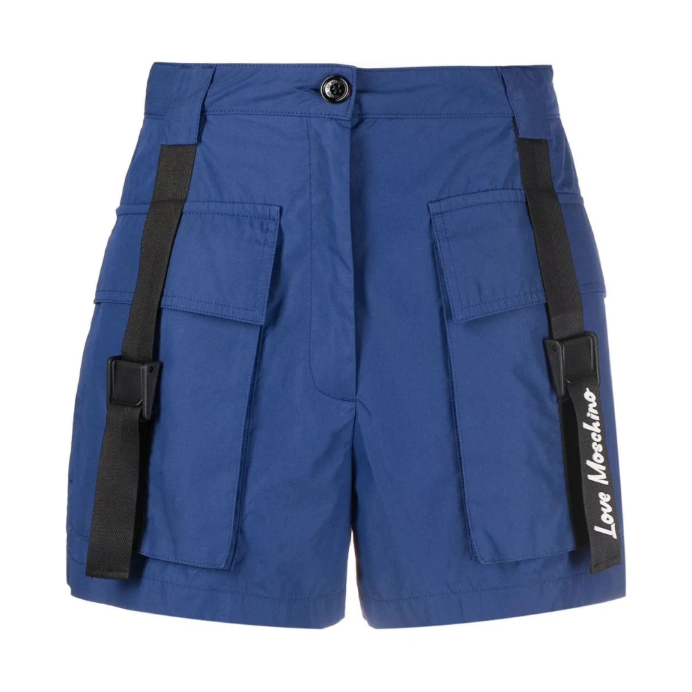 Love Moschino Blauwe Casual Katoenen Shorts Blue Dames