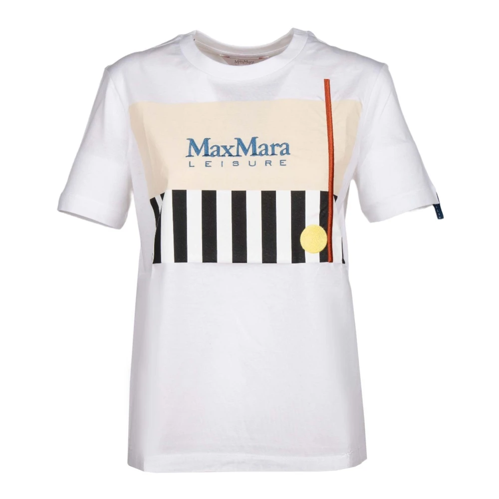 Max Mara Witte Obliqua Katoenen T-shirt White Dames