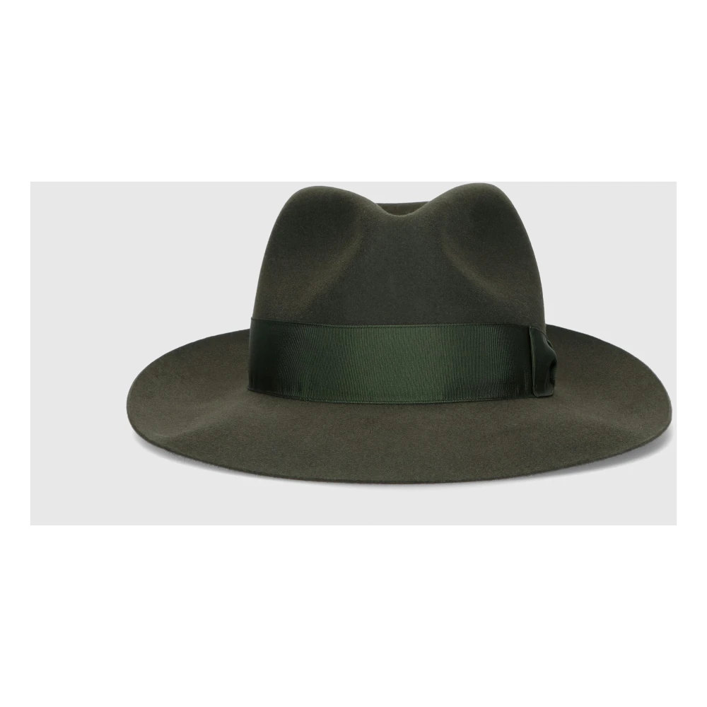 Borsalino Geborsteld Vilt Breedgerande Fedora Hoed Green Heren