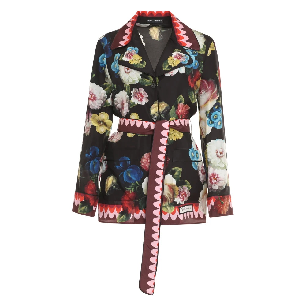 Dolce & Gabbana Zijden pyjamablouse met riem Multicolor Dames