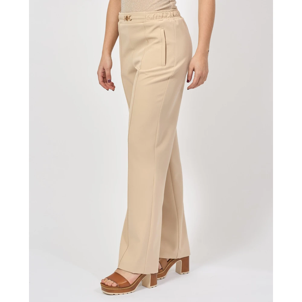 Fracomina Beige Bootcut Broek met Gouden Applicaties Beige Dames