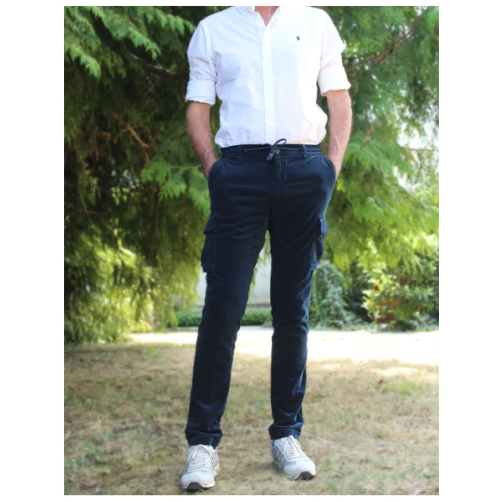 Mason's Cargo Velours Broek Blue Heren